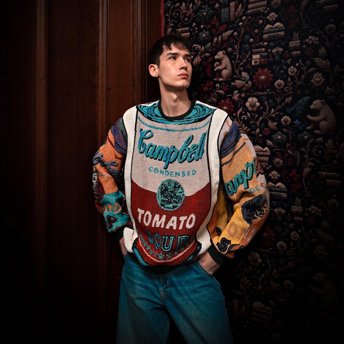 Andy Warhol Campbell's Soup Tapestry Sweatshirt Size L