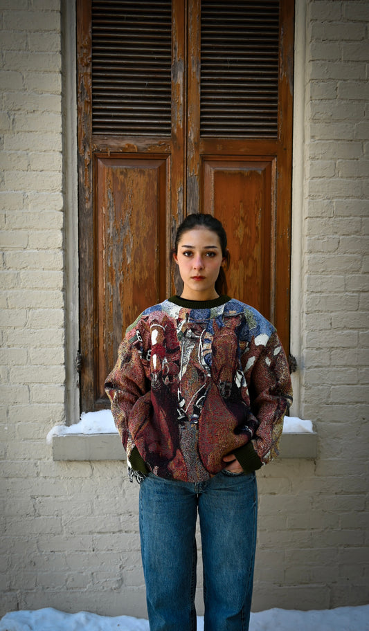 Horse Racing Tapestry Crewneck SIZE M