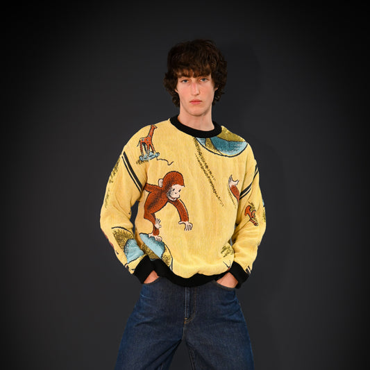 Curious George Tapestry Sweatshirt SIZE L