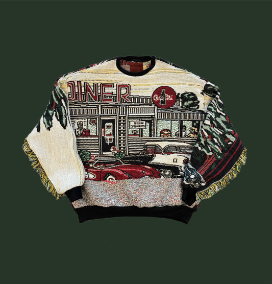 Coca-Cola Diner Tapestry Sweatshirt SIZE L