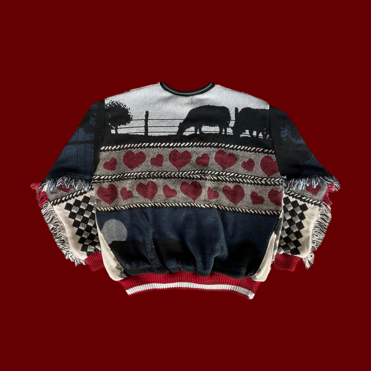 Cow Tapestry Sweatshirt SIZE L