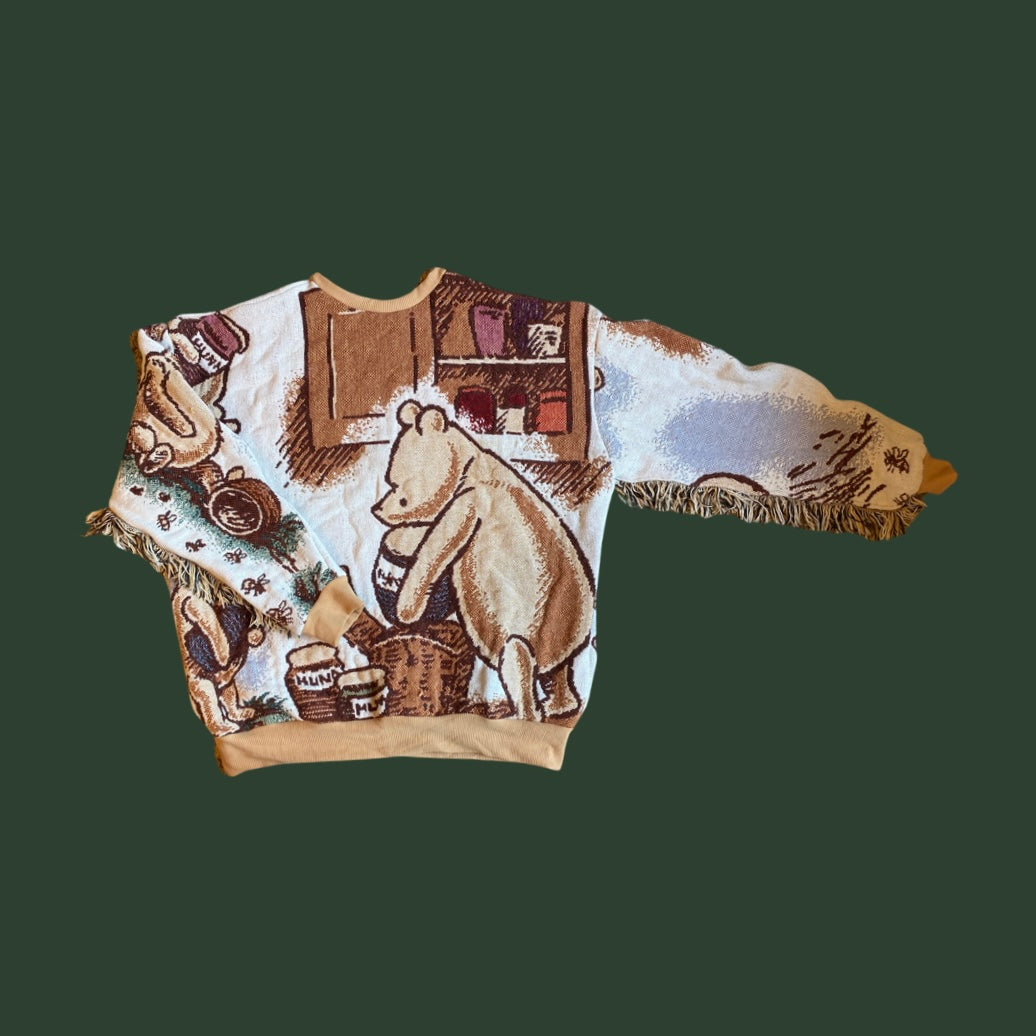 Winnie the Pooh Tapestry Sweatshirt (with fringe) SIZE LARGE