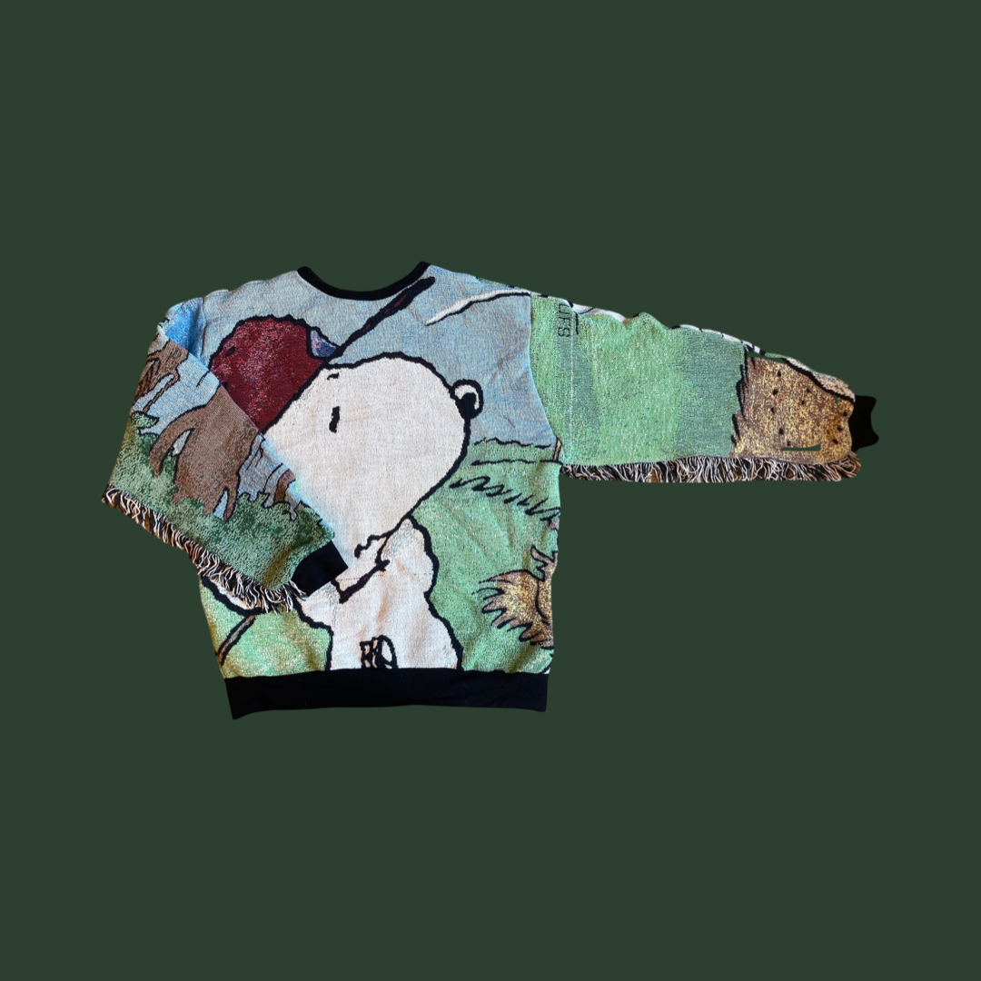 Snoopy and Woodstock Tapestry Sweatshirt (with fringe) SIZE XL