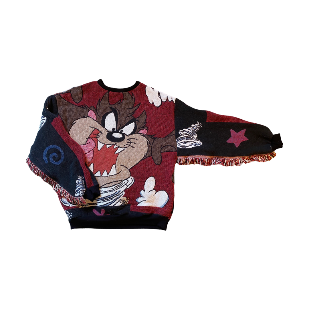 Taz Tapestry Sweatshirt SIZE L/XL (fringe)