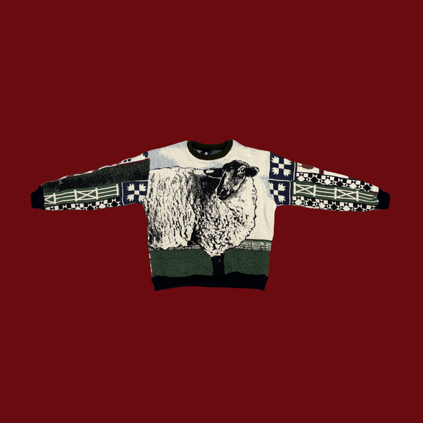 Sheep Tapestry Sweatshirt SIZE L