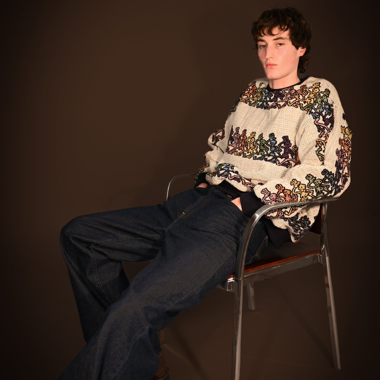 Dancing Skeletons Tapestry Crewneck SIZE L