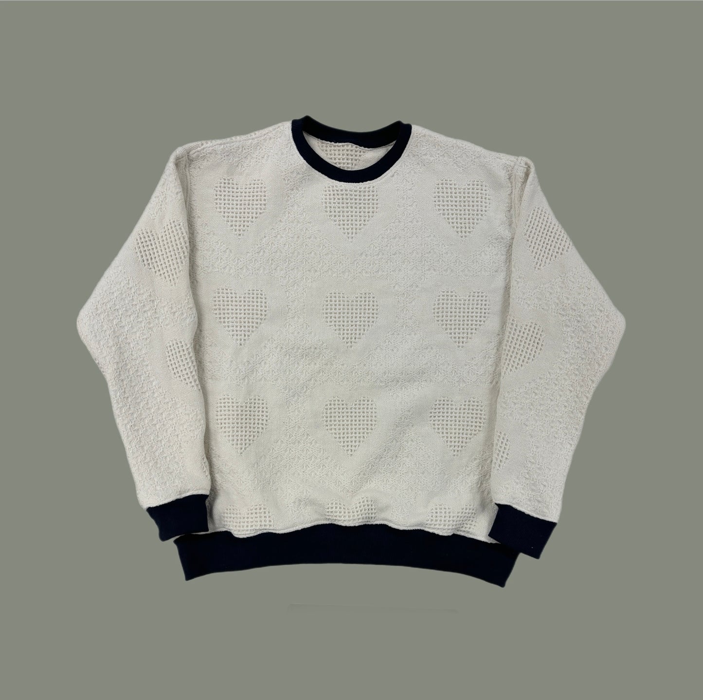 White Hearts Tapestry Sweatshirt SIZE XL