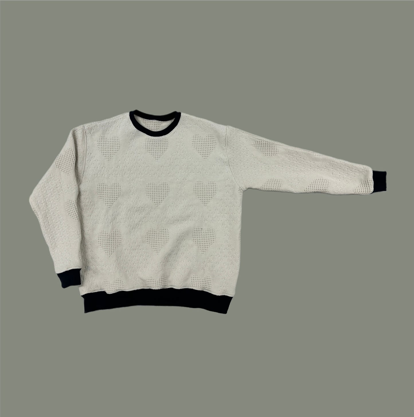 White Hearts Tapestry Sweatshirt SIZE XL