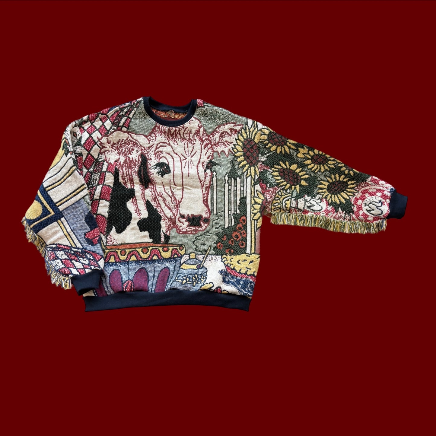 Cow Tapestry Sweatshirt SIZE L