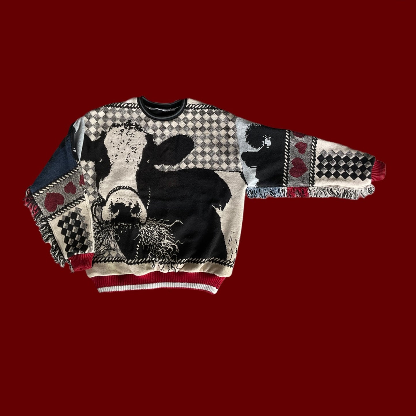 Cow Tapestry Sweatshirt SIZE L