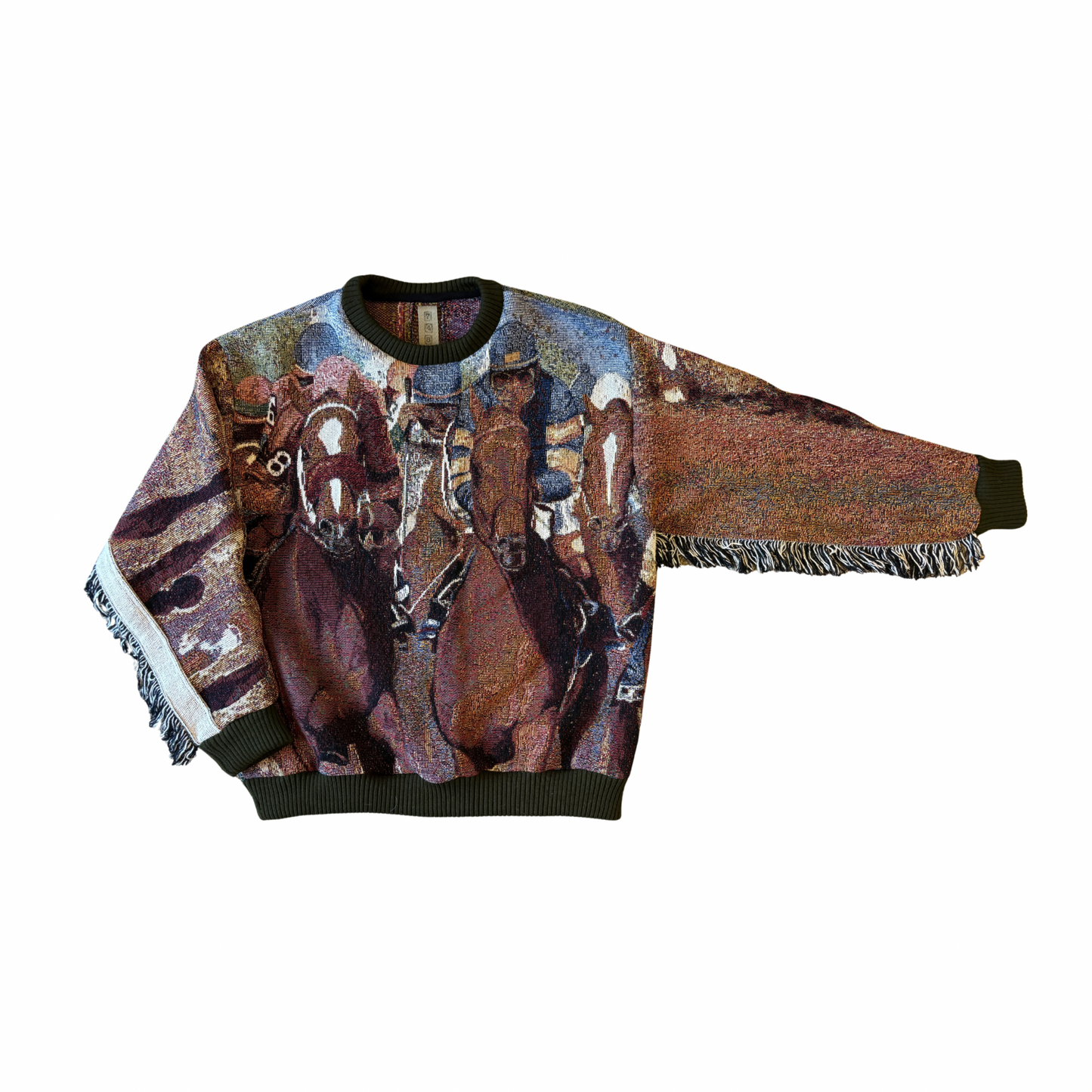 Horse Racing Tapestry Crewneck SIZE M