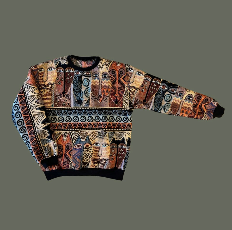 Cats Tapestry Sweatshirt Size M