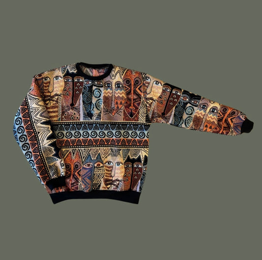Cats Tapestry Sweatshirt Size M