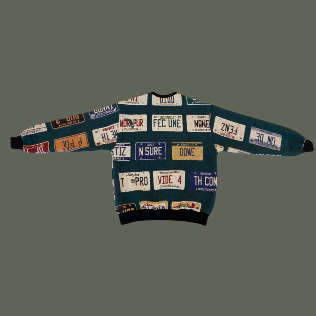 License Plate Tapestry Sweatshirt Size L