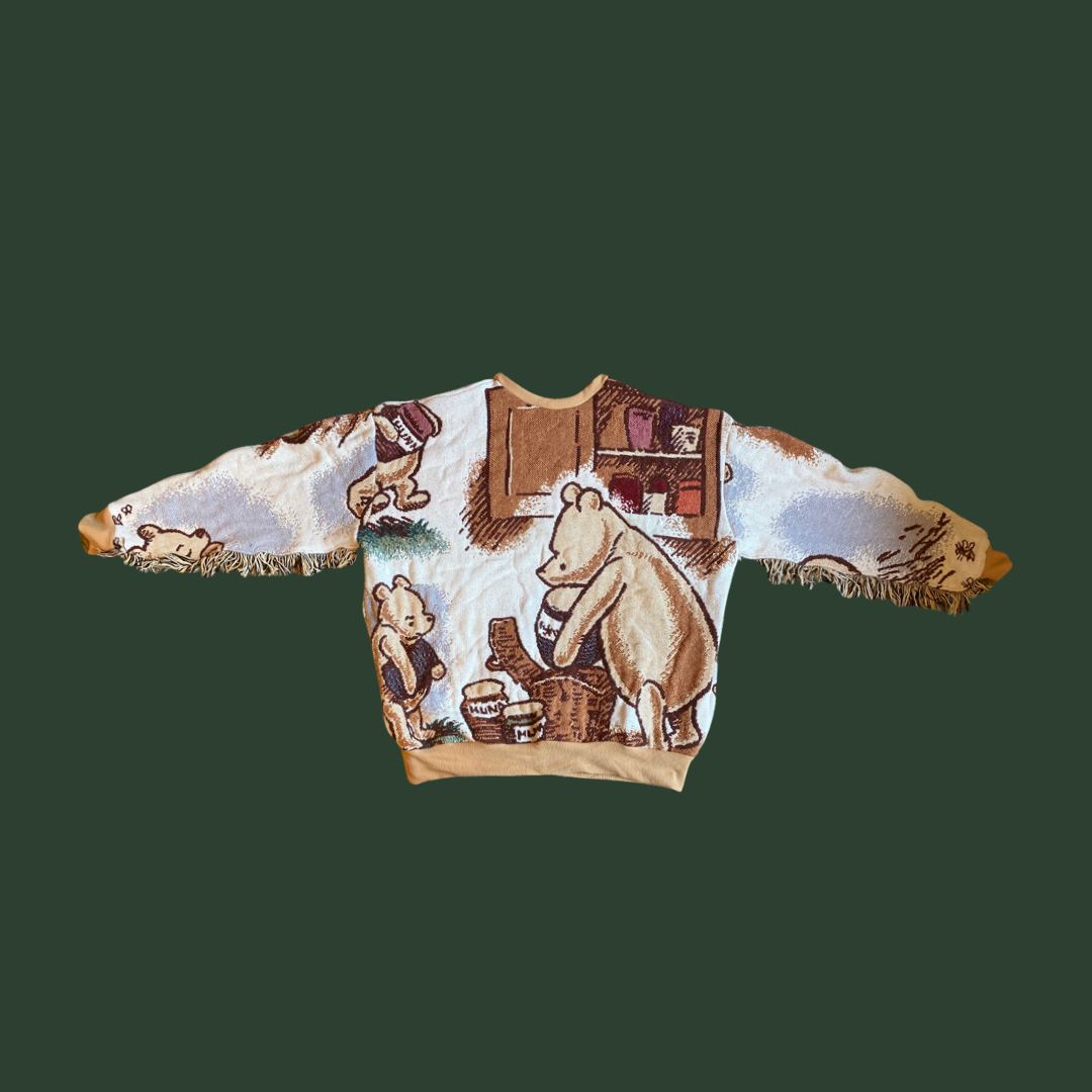 Winnie the Pooh Tapestry Sweatshirt (with fringe) SIZE LARGE