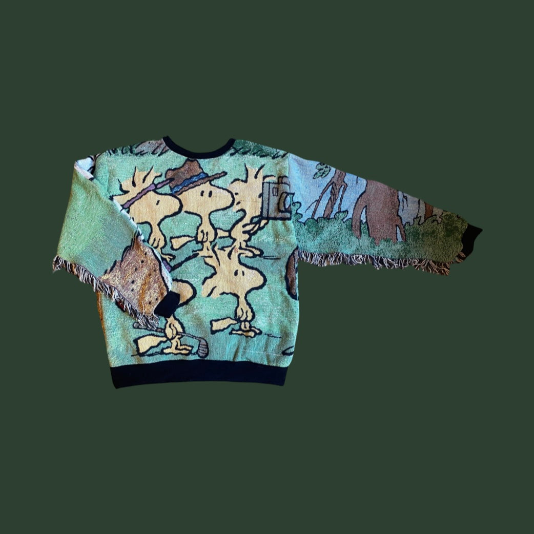 Snoopy and Woodstock Tapestry Sweatshirt (with fringe) SIZE XL
