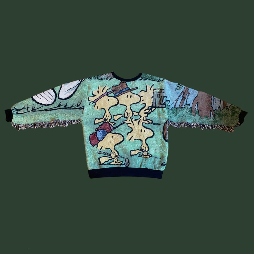 Snoopy and Woodstock Tapestry Sweatshirt (with fringe) SIZE XL
