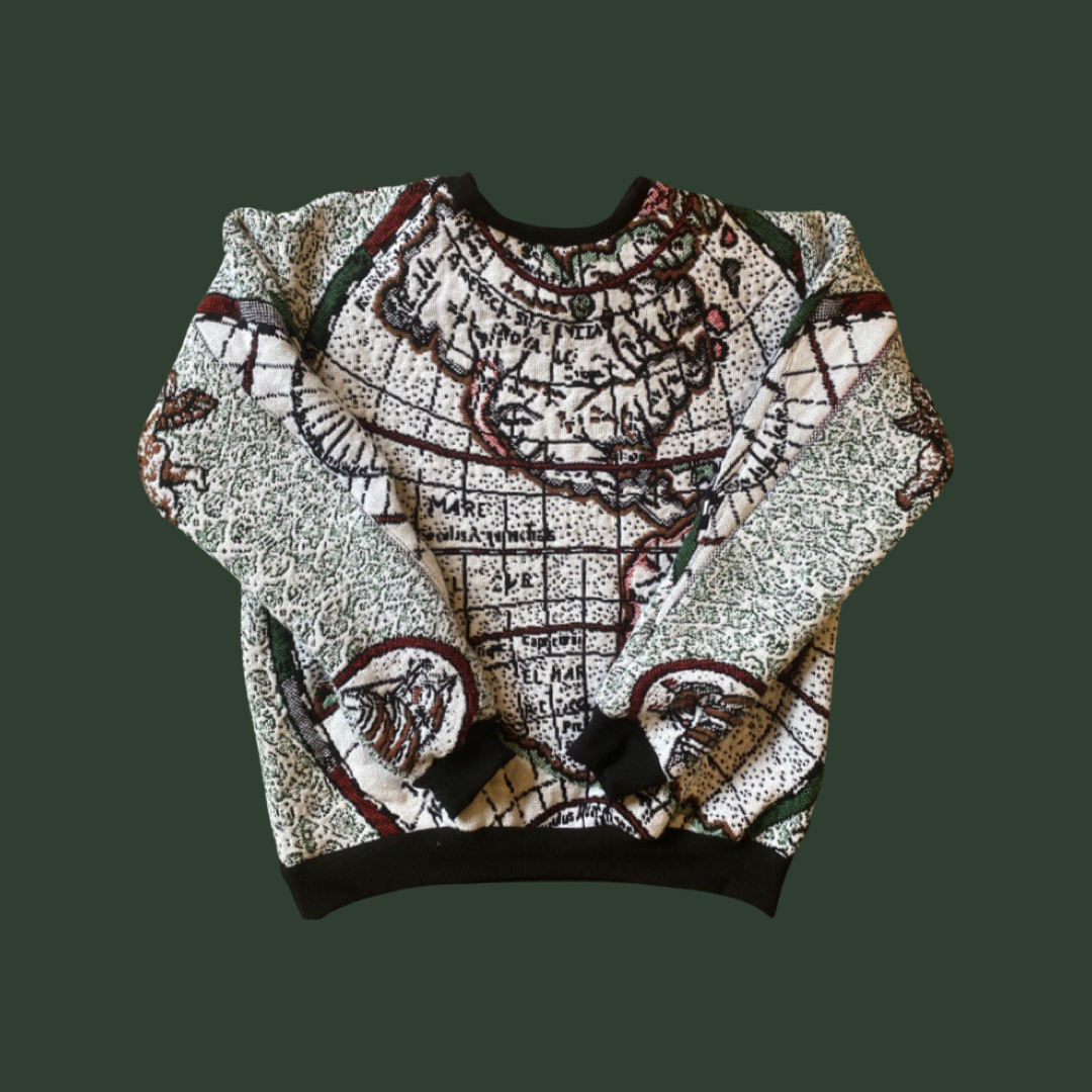 Globe Tapestry Sweatshirt (no fringe) SIZE MEDIUM