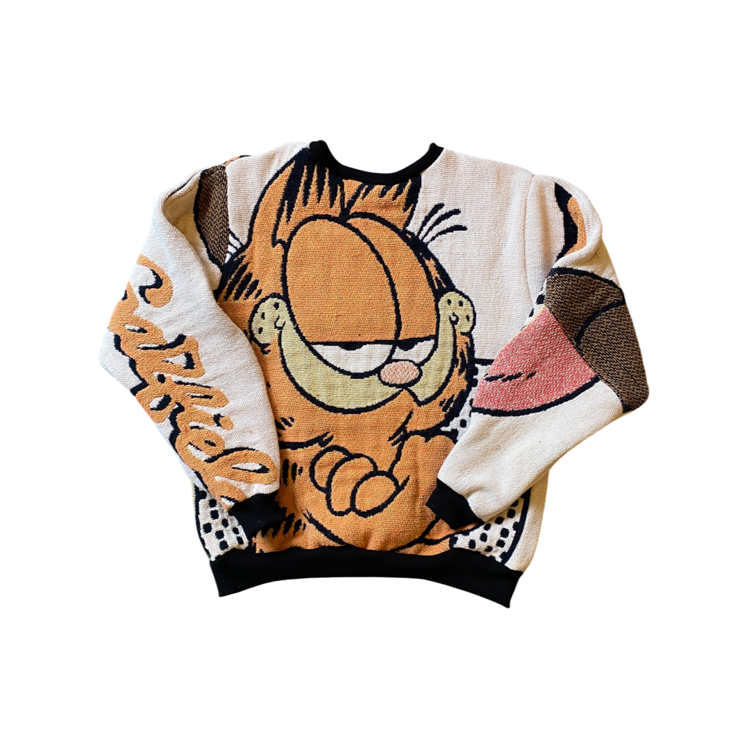 Garfield Tapestry Sweatshirt SIZE LARGE (no fringe)