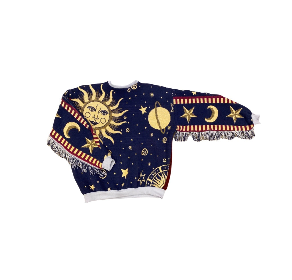 Celestial Tapestry Sweatshirt (fringe) SIZE LARGE