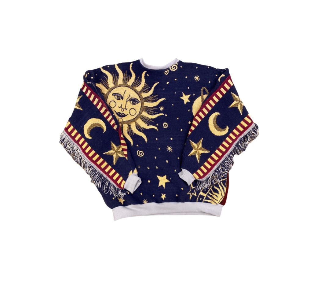 Celestial Tapestry Sweatshirt (fringe) SIZE LARGE