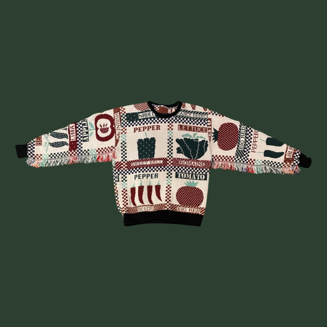 Vegetable Garden Tapestry Sweatshirt SIZE MEDIUM