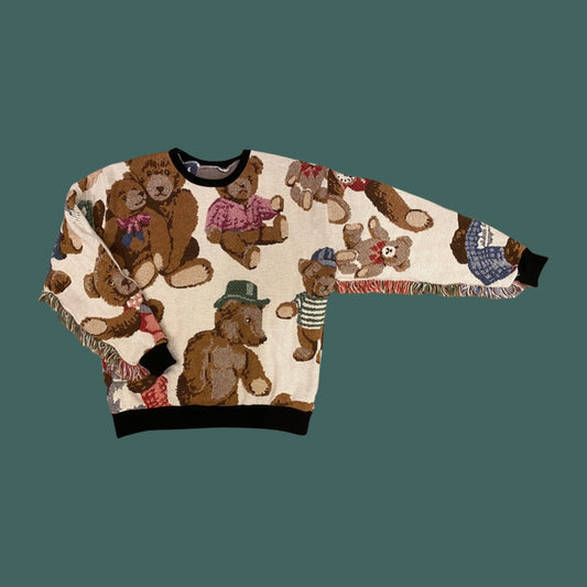 Teddy Bear Tapestry Sweatshirt SIZE LARGE