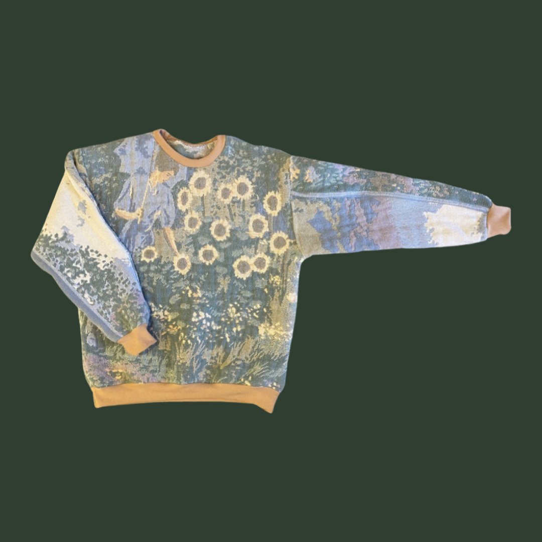 Sunflower Field Tapestry Sweatshirt SIZE M