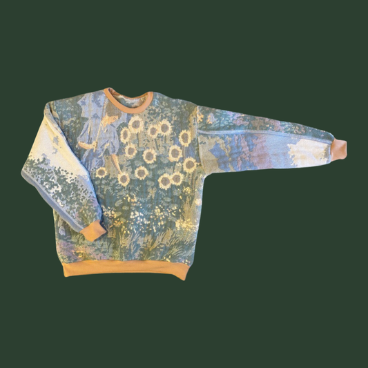Sunflower Field Tapestry Sweatshirt SIZE M