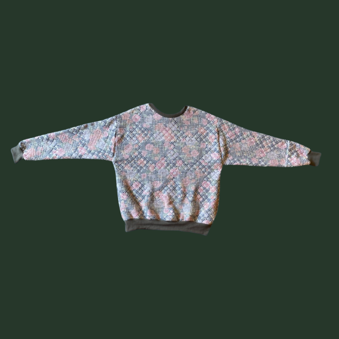 Floral Hearts Tapestry Sweatshirt SIZE M