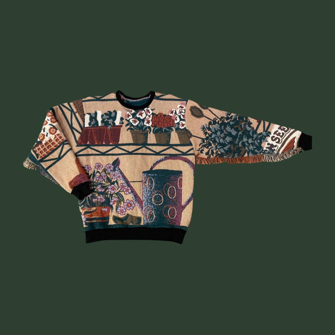 Green Thumb Tapestry Sweatshirt SIZE LARGE