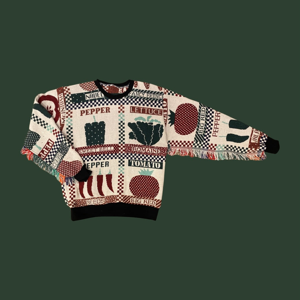 Vegetable Garden Tapestry Sweatshirt SIZE MEDIUM