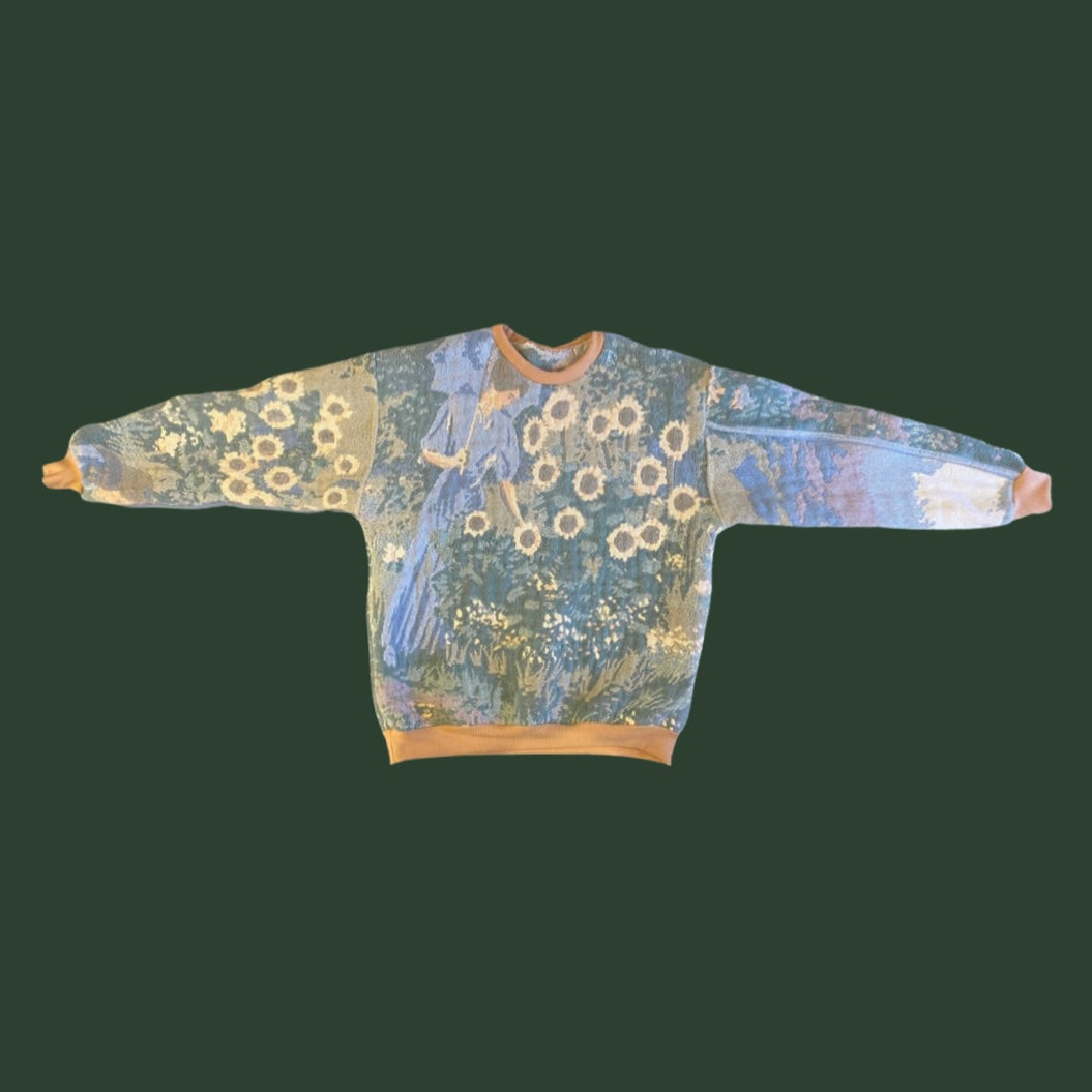 Sunflower Field Tapestry Sweatshirt SIZE M